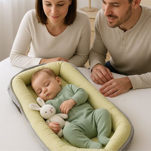 Reducteur de lit bebe cocon vert