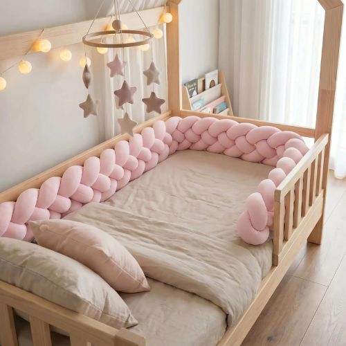 Tresse de lit cabane enfant rose