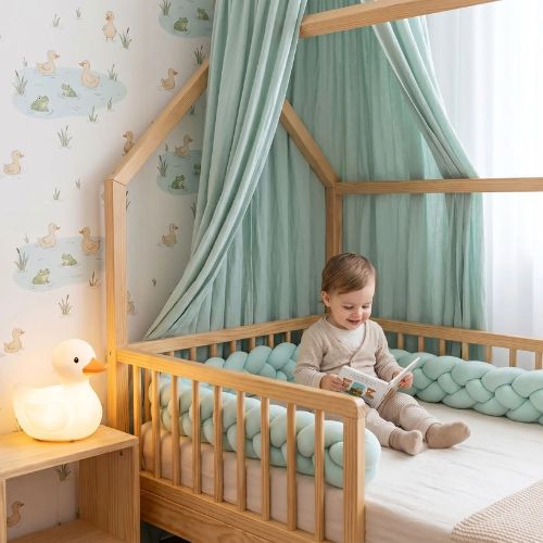 Tresse de lit cabane pistache