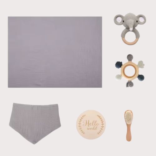 Cadeau naissance elephant gris