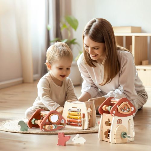 Jouet en bois bebe champignon