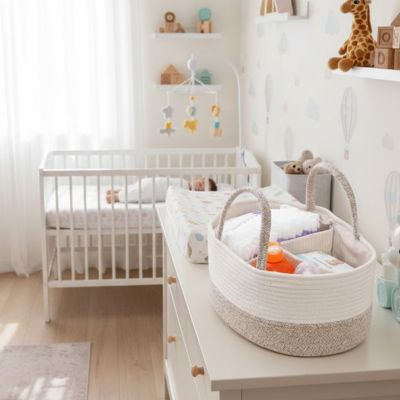 Panier rangement bebe beige