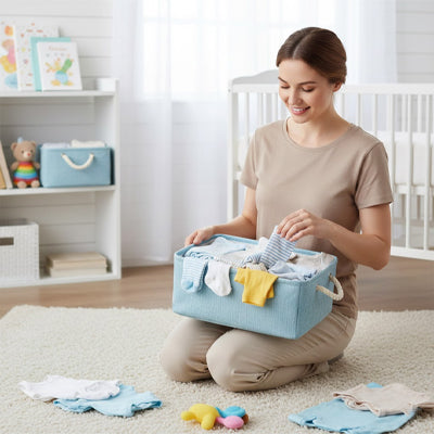 Panier rangement bebe pratique bleu