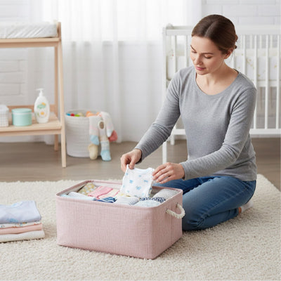 Panier rangement bebe pratique rose