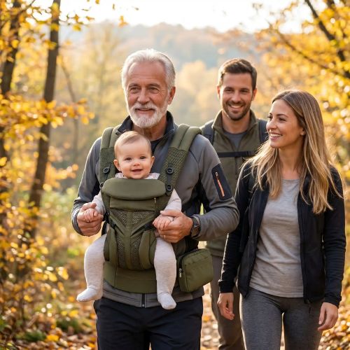 Porte bebe ergonomique vert papie