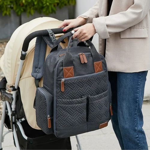Sac a dos a langer denim poussette