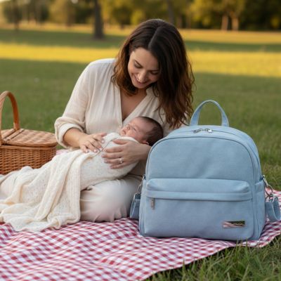 Sac a langer a dos bleu