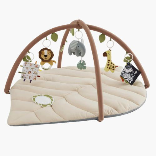 Tapis deveil feuille beige