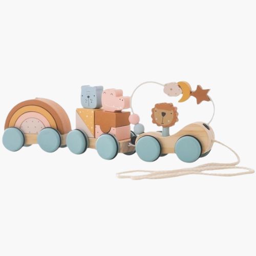 Train en bois naturel