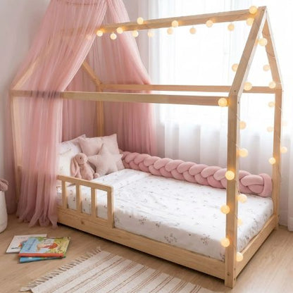 Tresse de lit cabane rose
